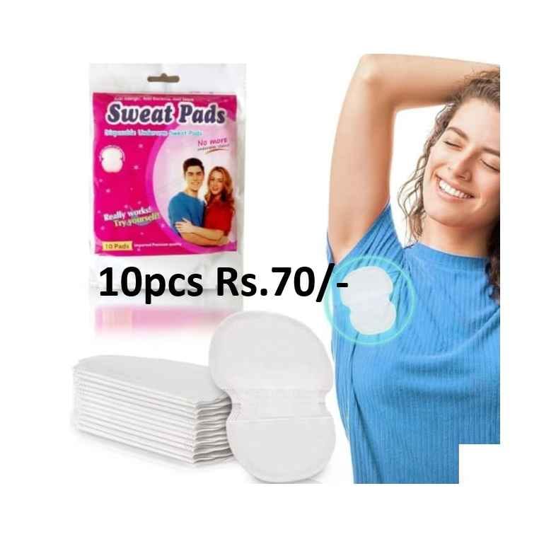 Sweat Pad Disposable Underarm for Men and Women Prevents Stains, Absorbs Sweat & Unpleasant Odour (10 Pads)