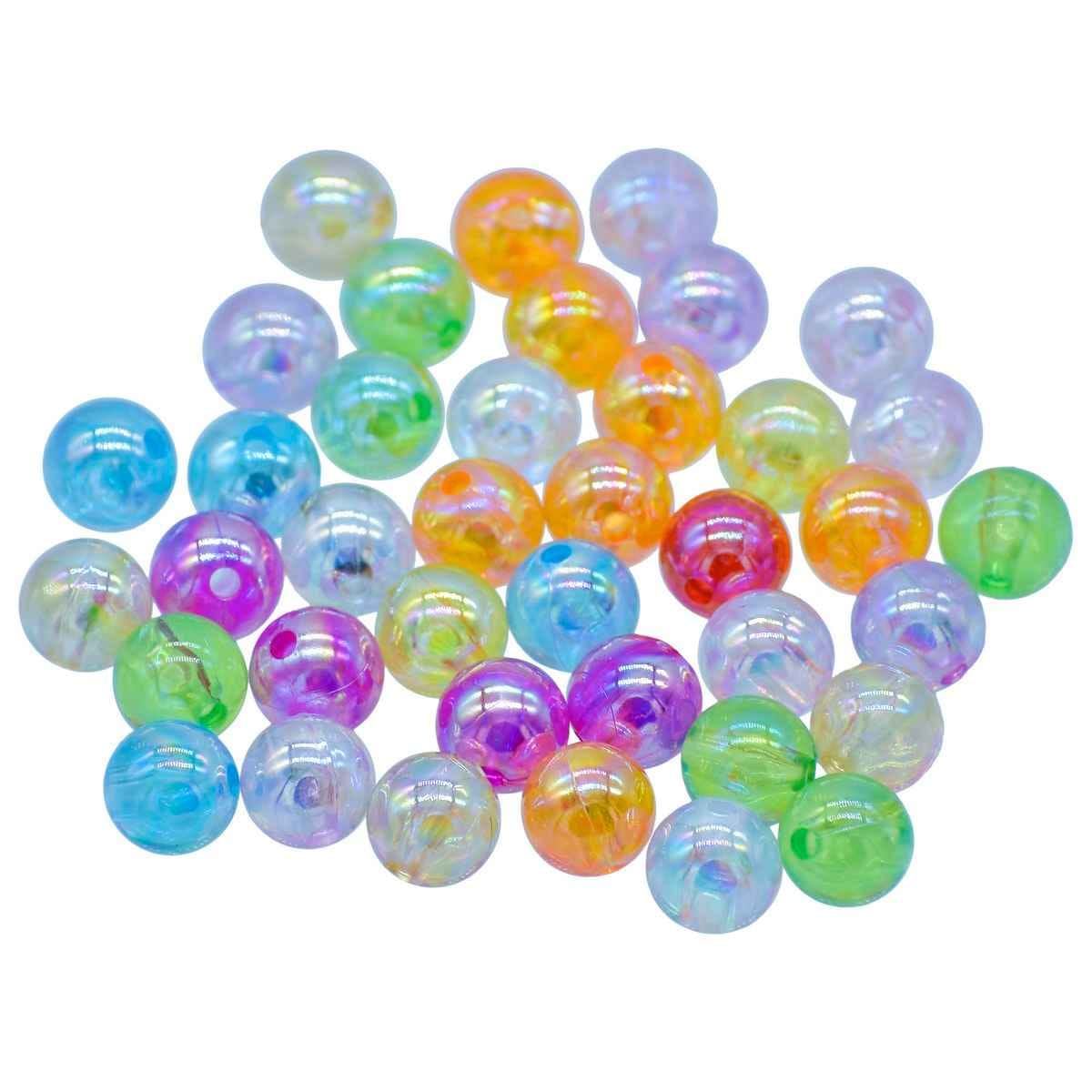 Crystal Rainbow Beads, 10mm, Multicolour, 20g, Round Iridescent JCPS10MM