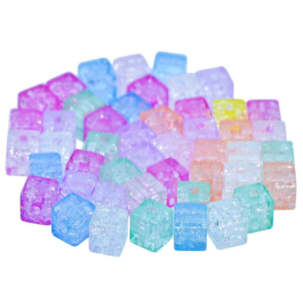 Decorative Ice Cube Beads, 25g, Multi-Colored Transparent, JCCP15