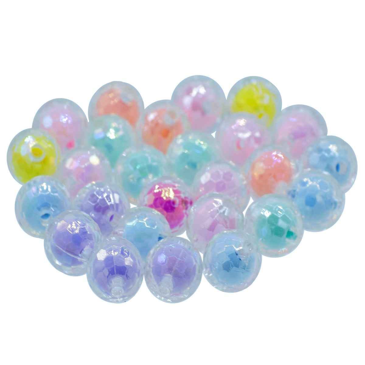 Diamond Cut Iridescent Beads, 12mm, Multi-Colour, 25g JBRH12MM