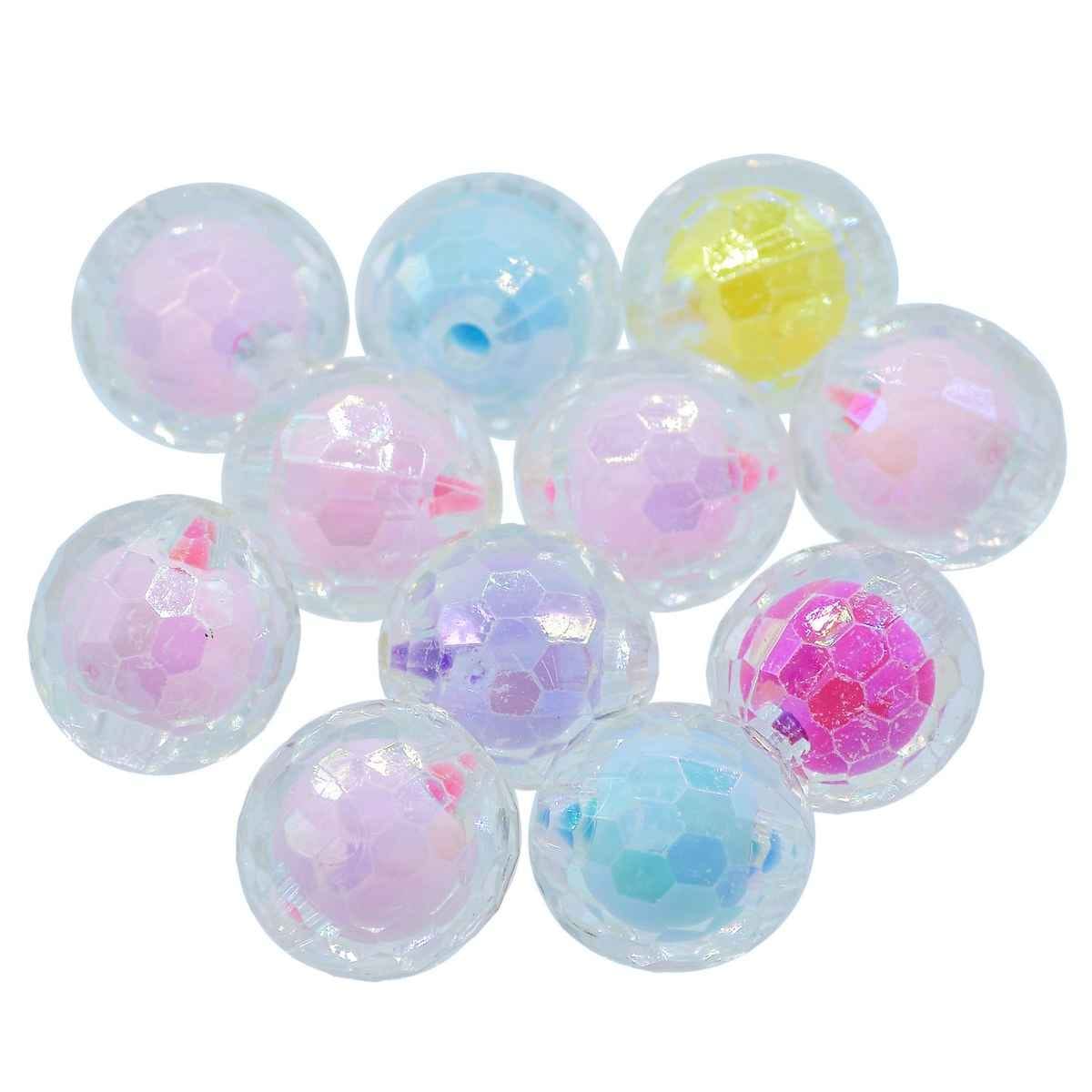 Diamond Cut Iridescent Beads, 16mm, Multi-Colour, 25g JBRH16MM