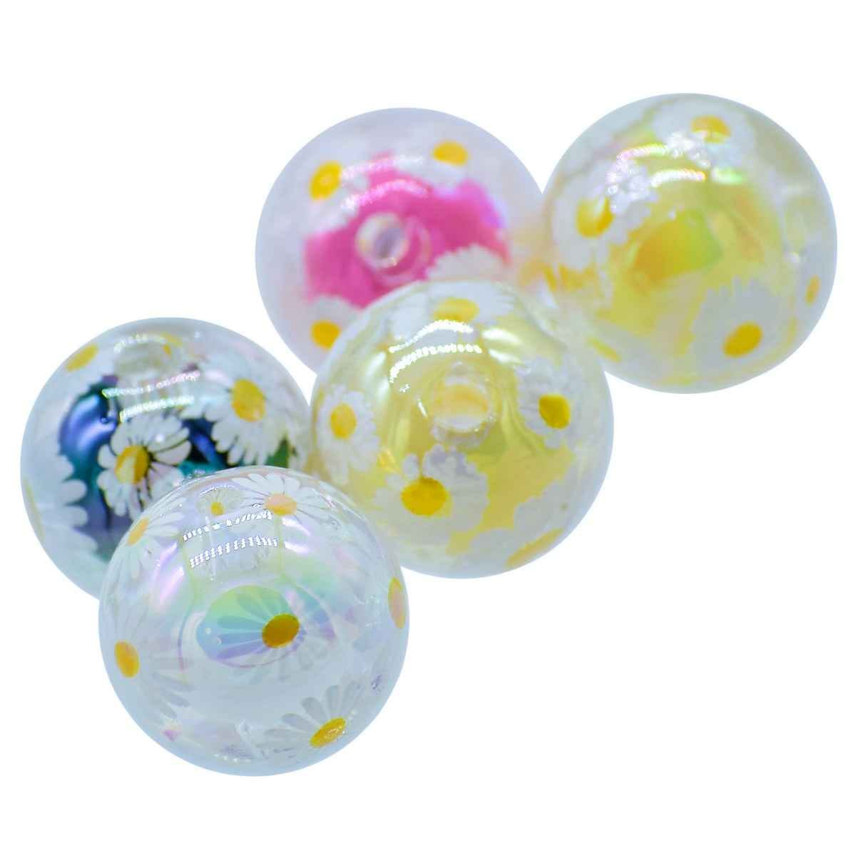 Beads Flower Print Round Set Of 5 Pics JCPP03