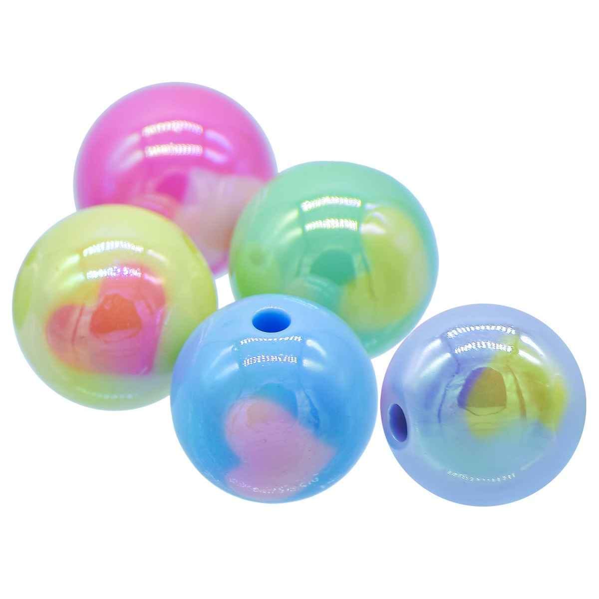Decorative Heart Pattern Beads, 16mm, Multicolour, Pack of 5 JCCP34
