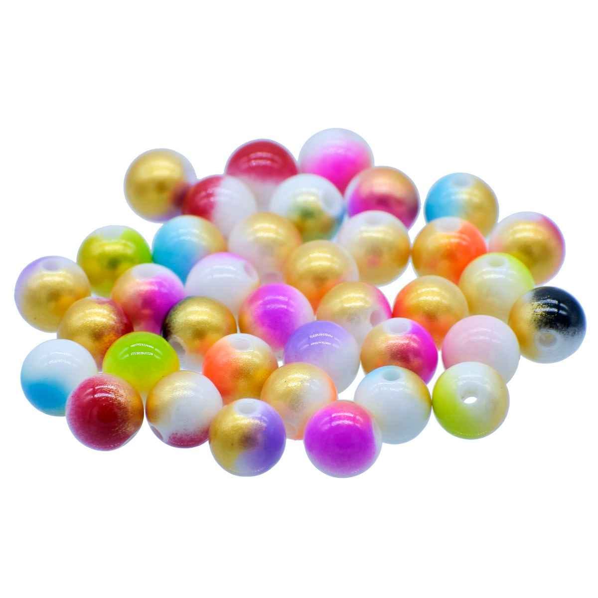 Matte Rainbow Glass Beads, 10mm, Multicolor, 20gsm JBMC10MM