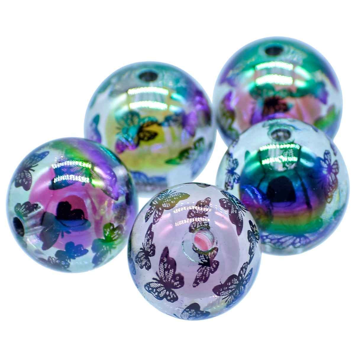 Beads Rainbow Colour Round Set Of 5 Pcs JCPP01