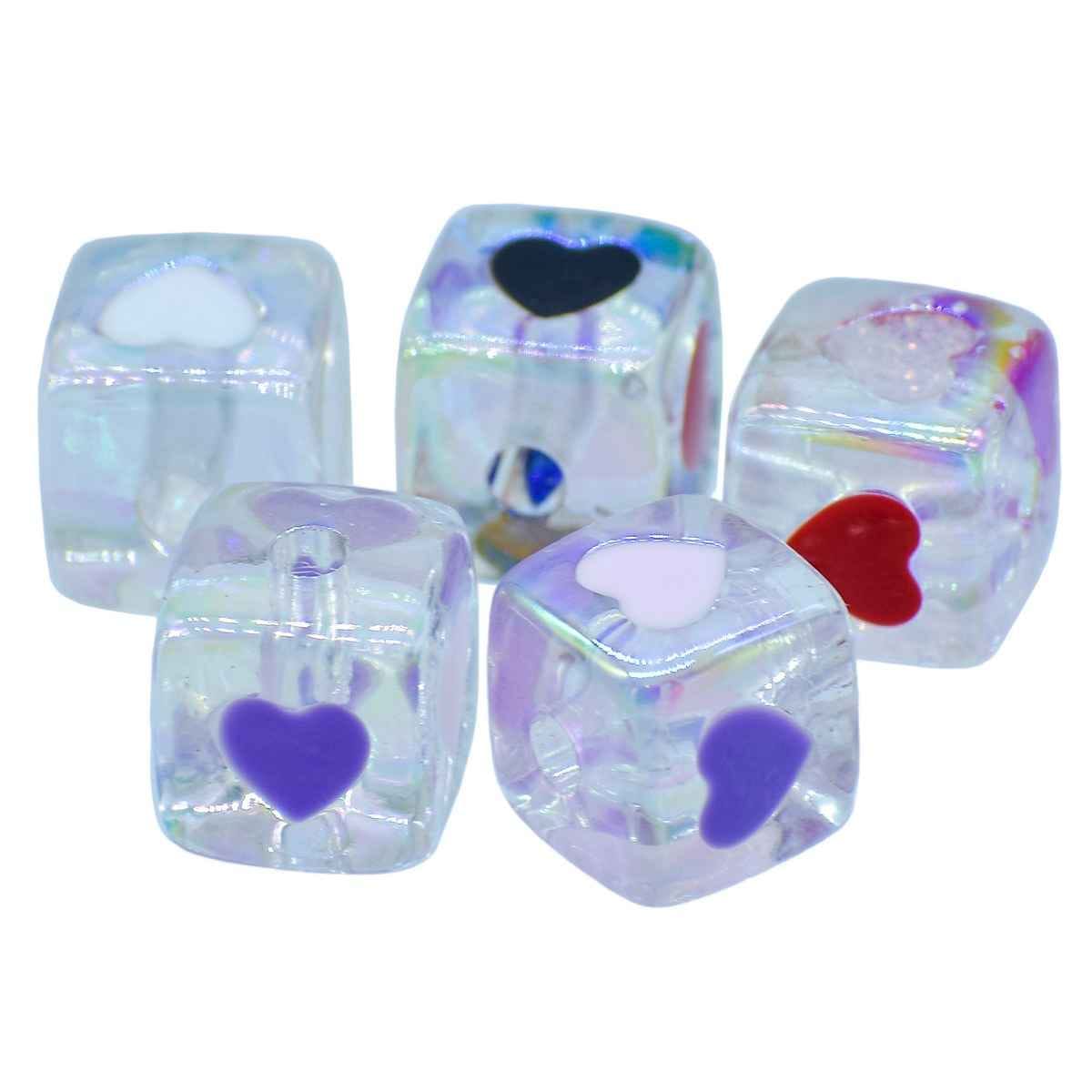 Beads Square Heart Set Of 5 Pcs JCPP02