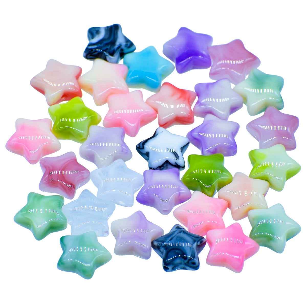 Beads Star Marbel Multicolour 25Gms JCCP17