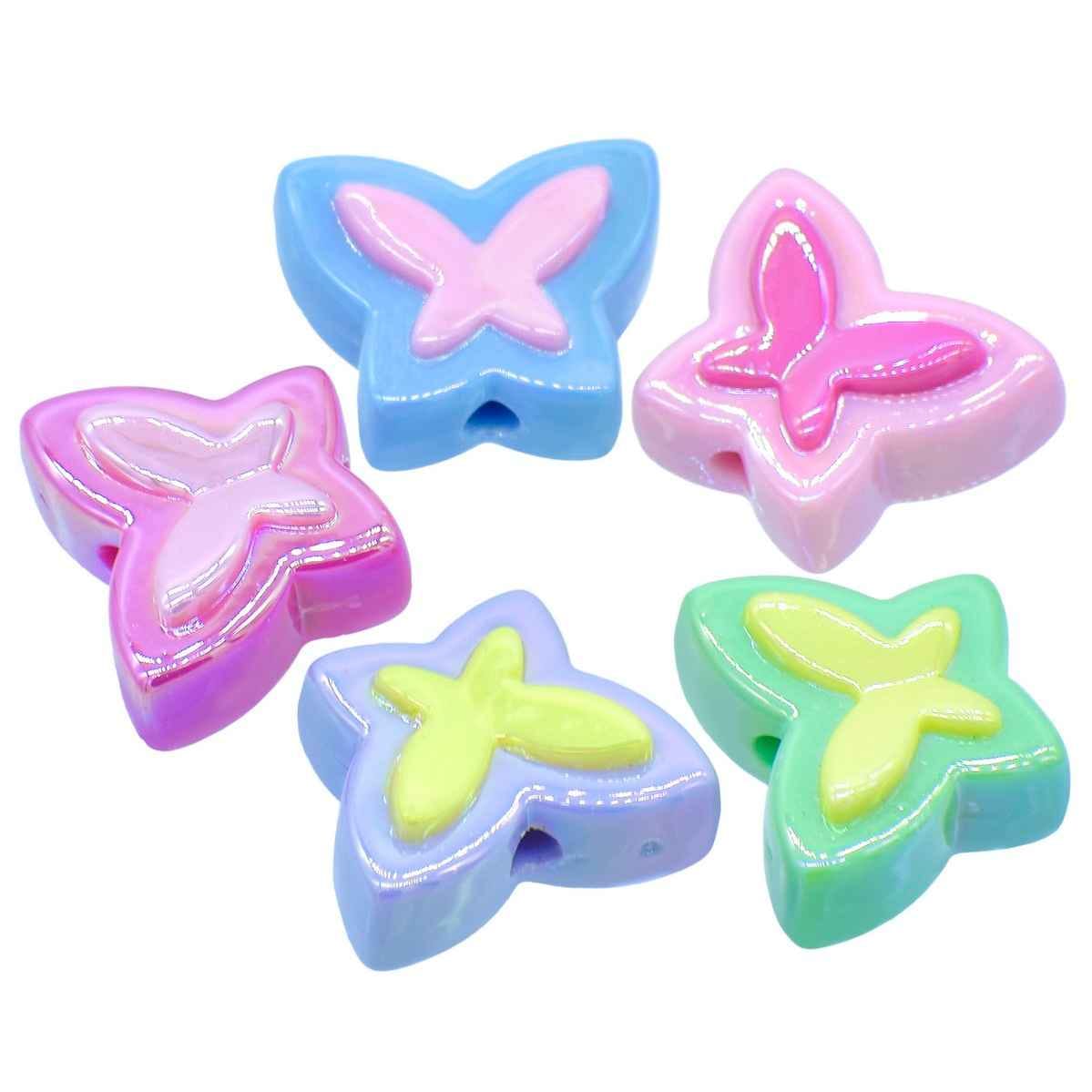 Beads Two Colour Butterfly Set Of 5Pcs JCCP37