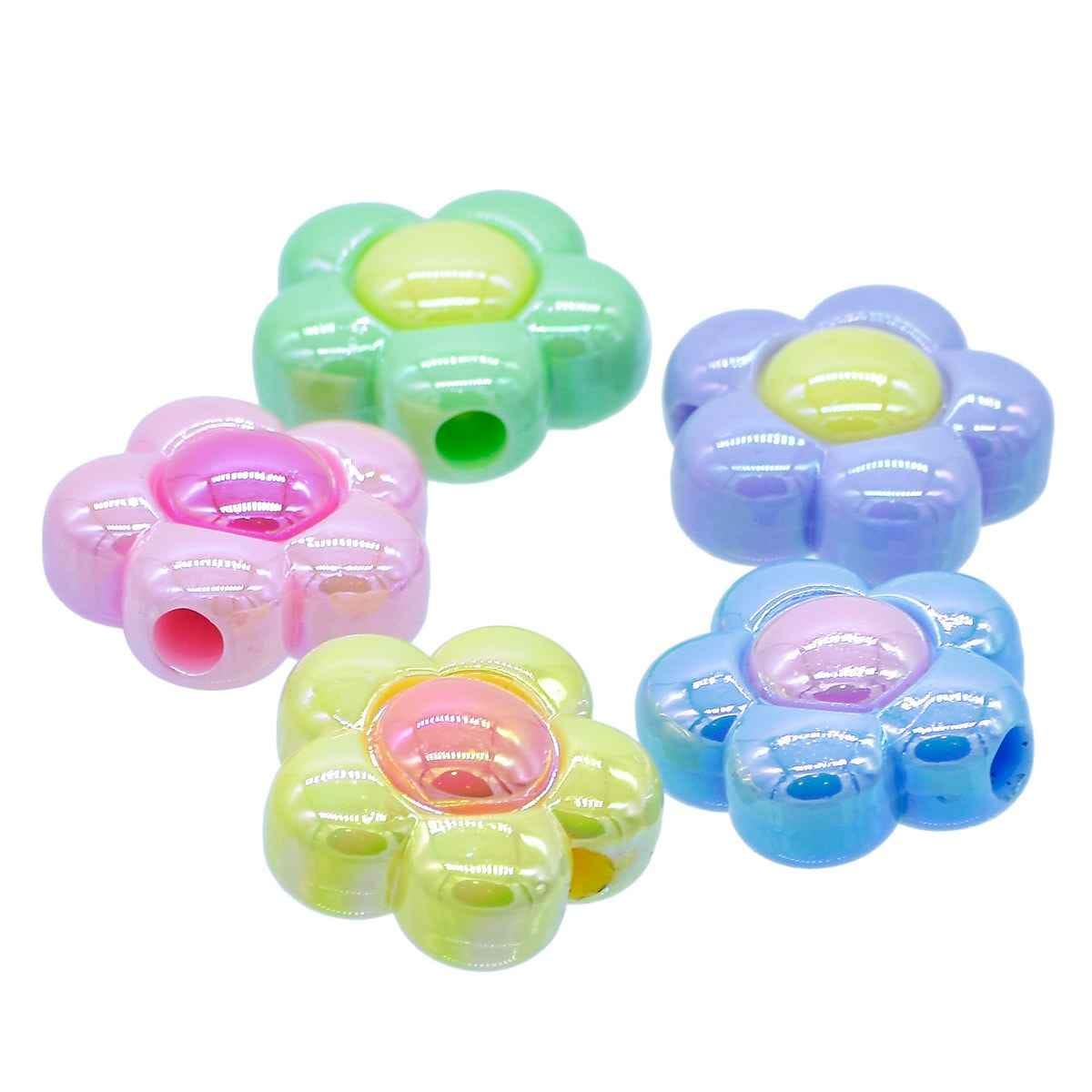 Beads Two Colour Flower Set Of 5Pcs JCCP41