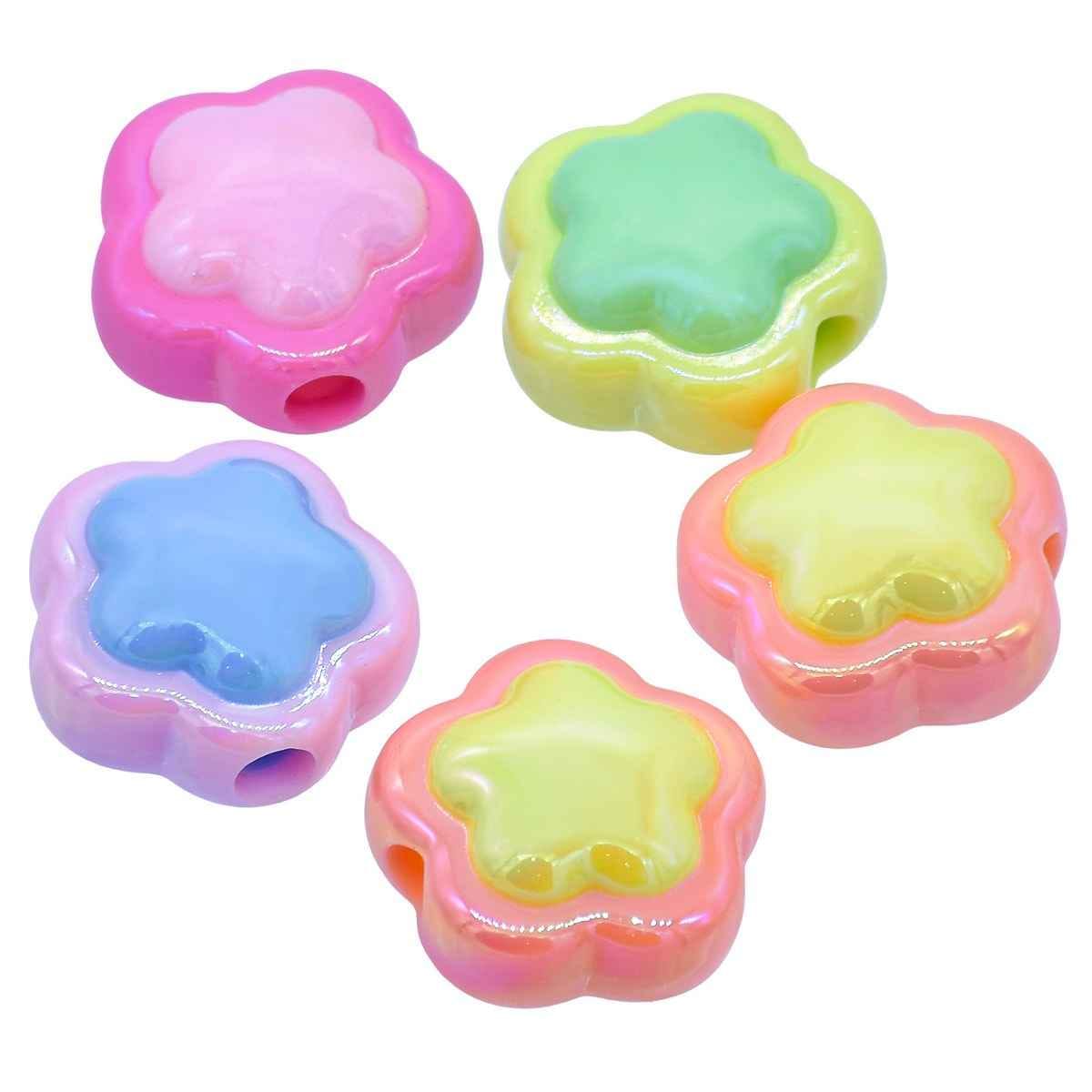 Beads Two Colour Flower Set Of 5Pcs JCCP42
