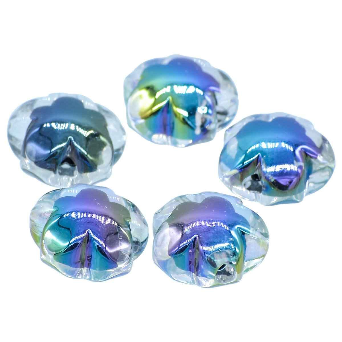 Beads Two Colour Rainbow Flower Set Of 5Pcs JCCP47