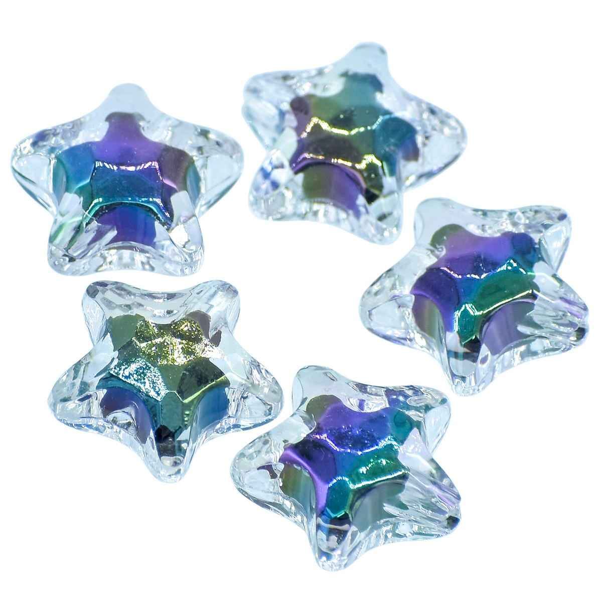Beads Two Colour Rainbow Star Set Of 5Pcs JCCP45