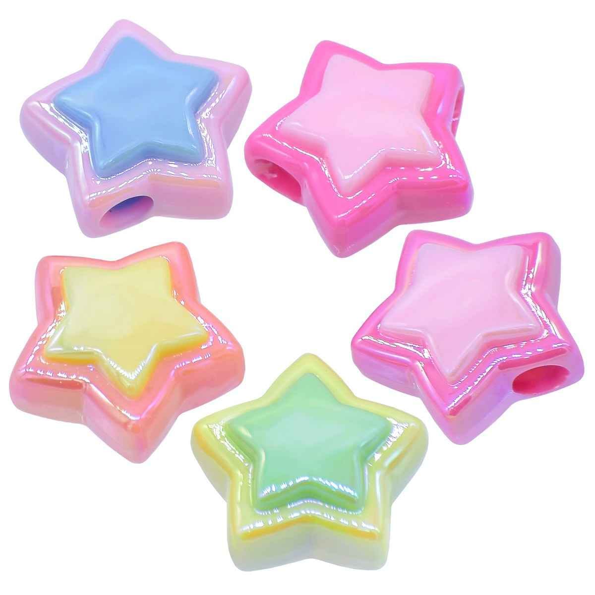 Beads Two Colour Star Set Of 5Pcs JCCP38