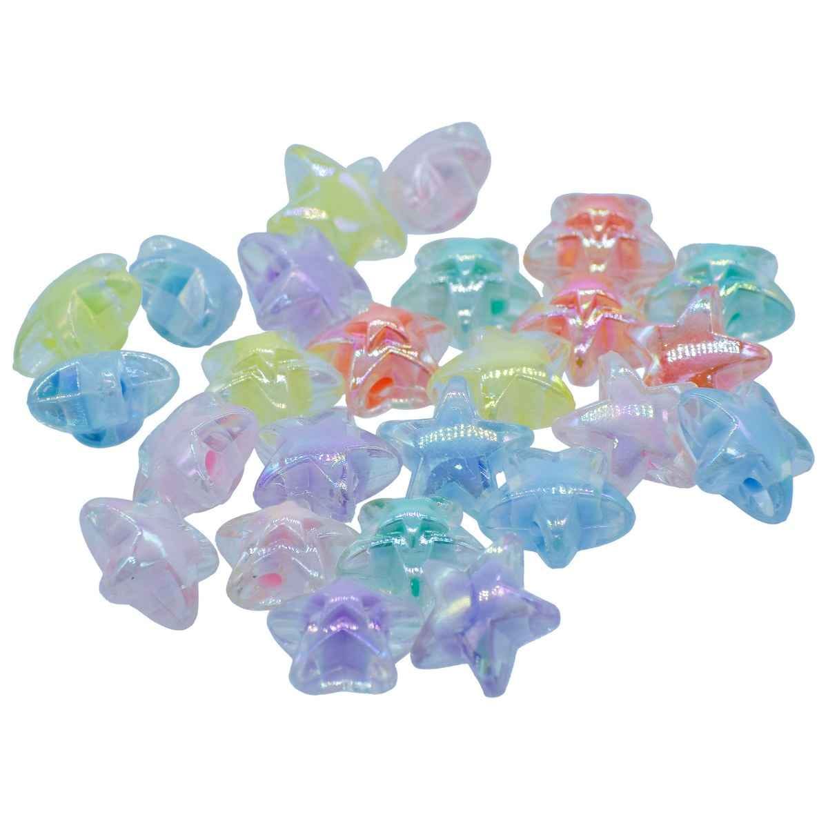 Beads Two Ton Transparent Medium Star Set Of 25Pcs JCCP27