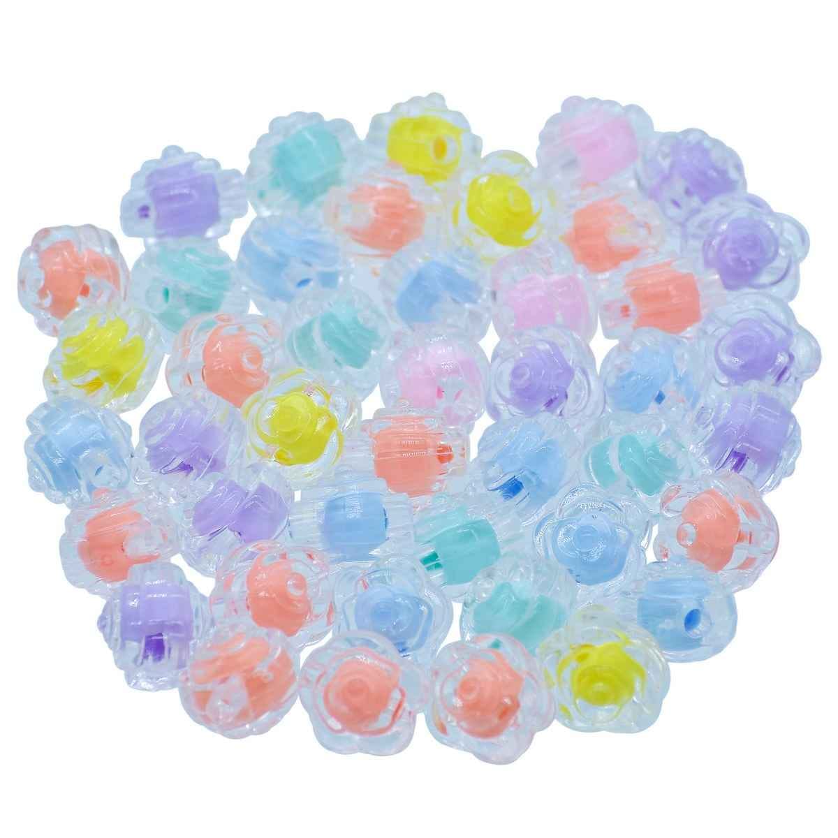 Beads Two Ton Transparent Rose Flower 25GMS JCCP30