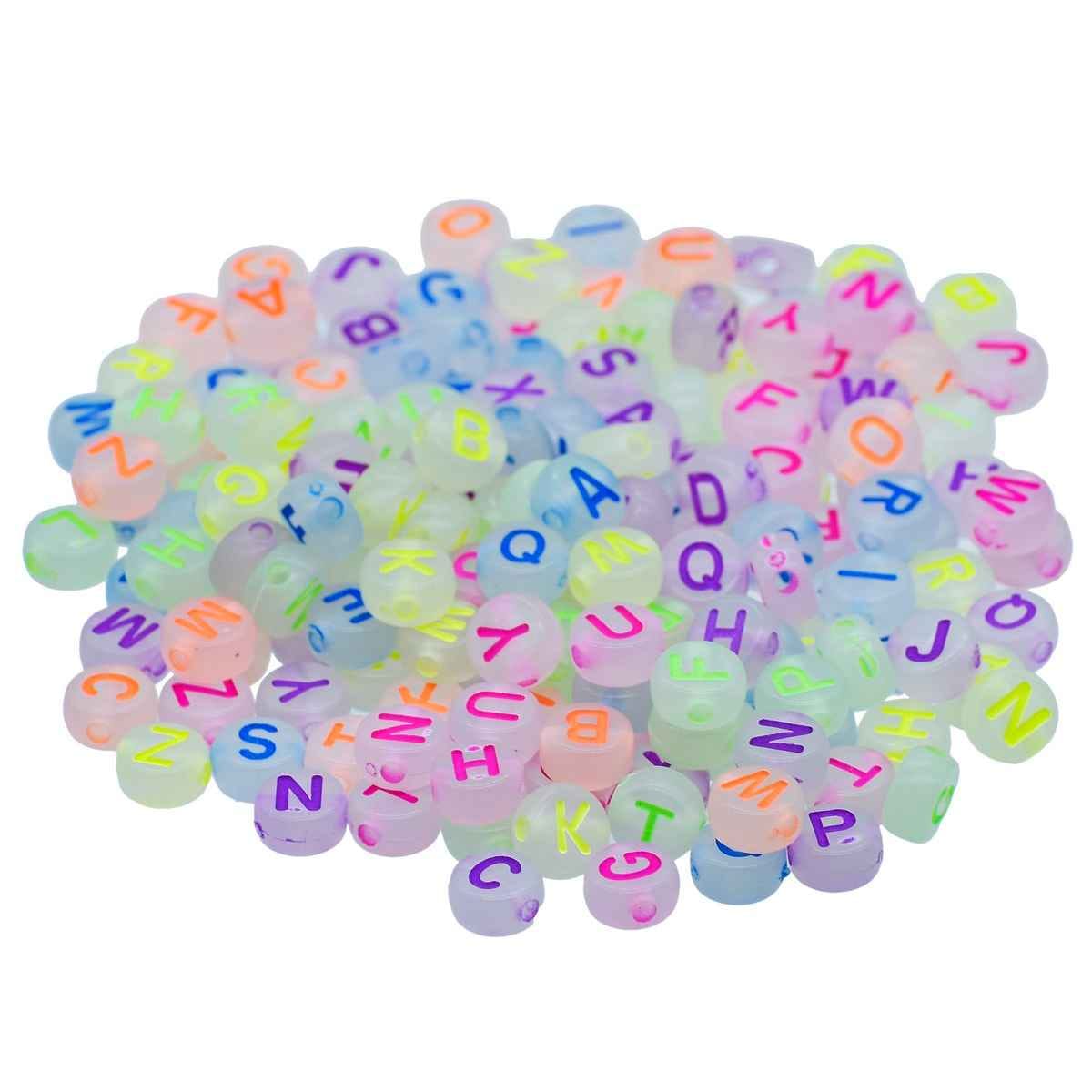 Beads Alphabet Neon Colour 25gm 4X7MM JCB216