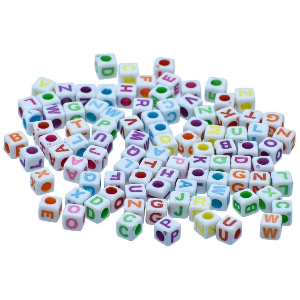 Beads Alphabet Square Big 25gm 7X7MM JCB207