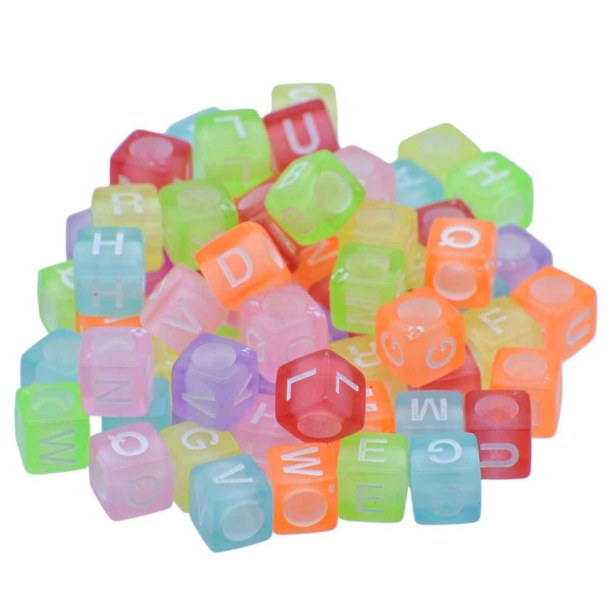 Beads Alphabet Square Big 25gm 8X8MM JCB211