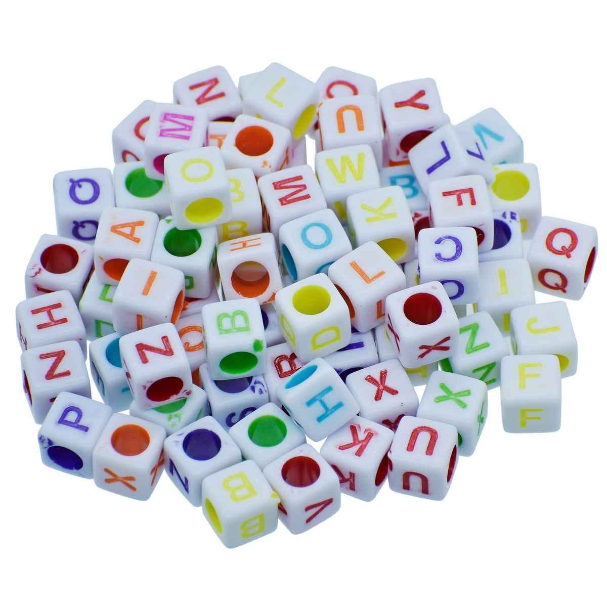 Beads Alphabet Square Big 25gm 8X8MM JCB218