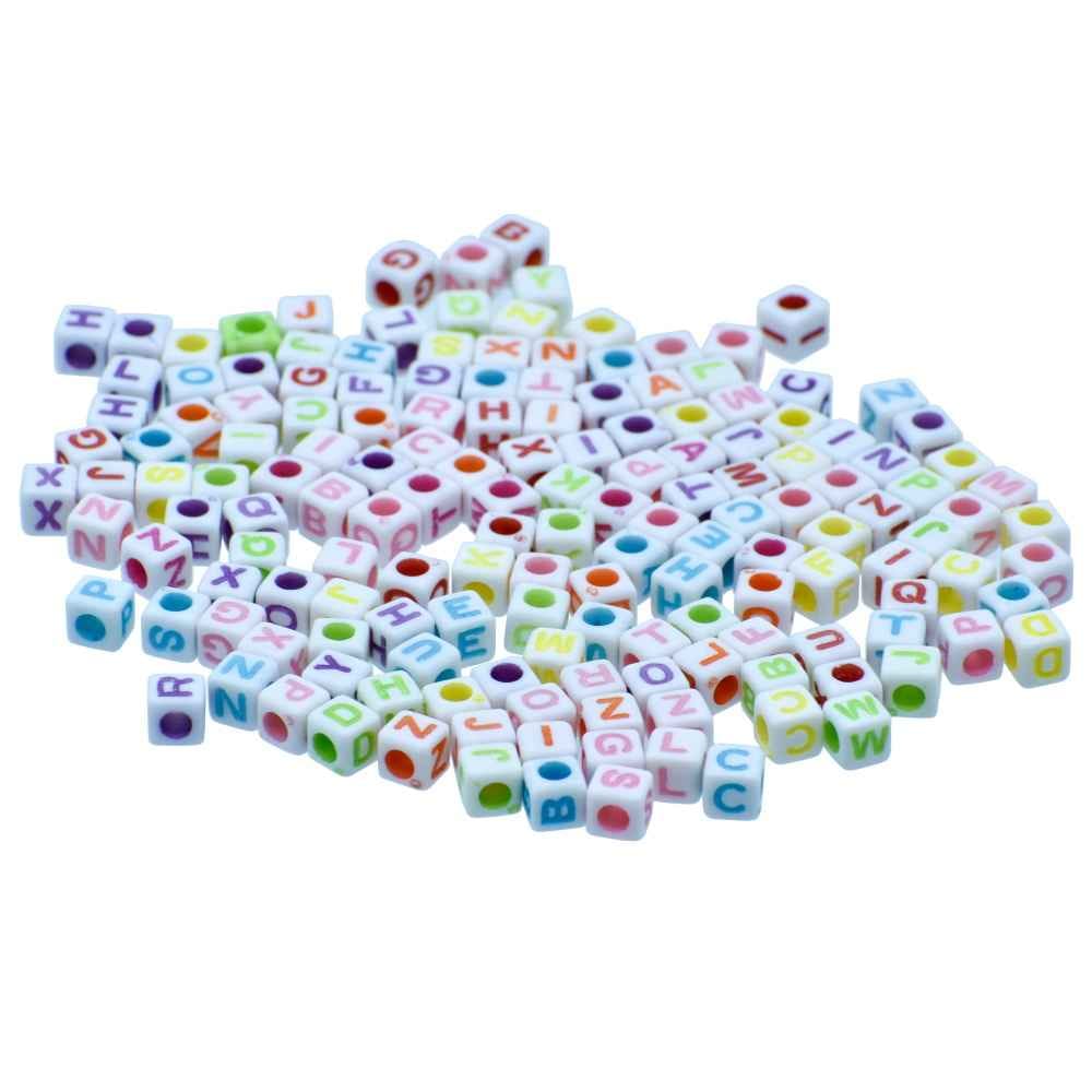 Beads Alphabet Square Small 25gm 6X6MM JCB206