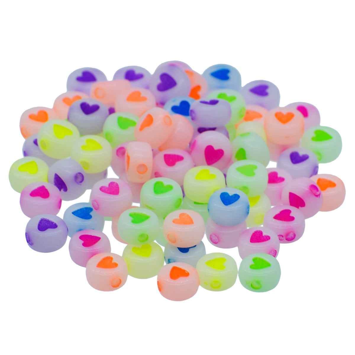 Beads Neon Heart Colourfull 10gm 4X7MM JCB214