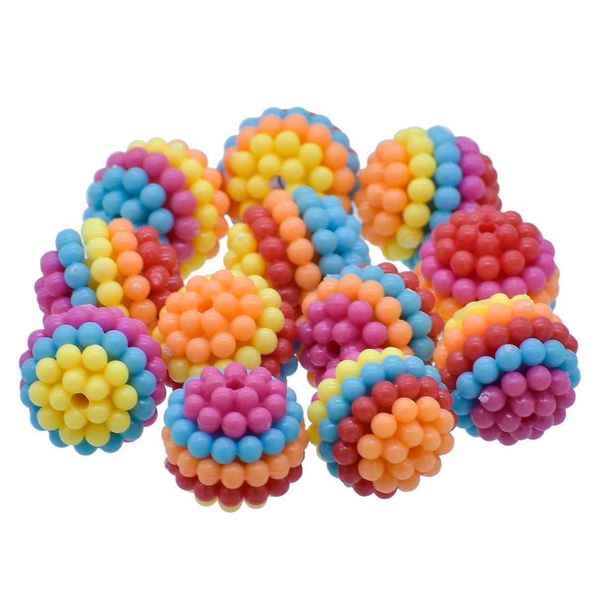 Beads Round Ball Colourfull 12Pcs 14MM JCB221