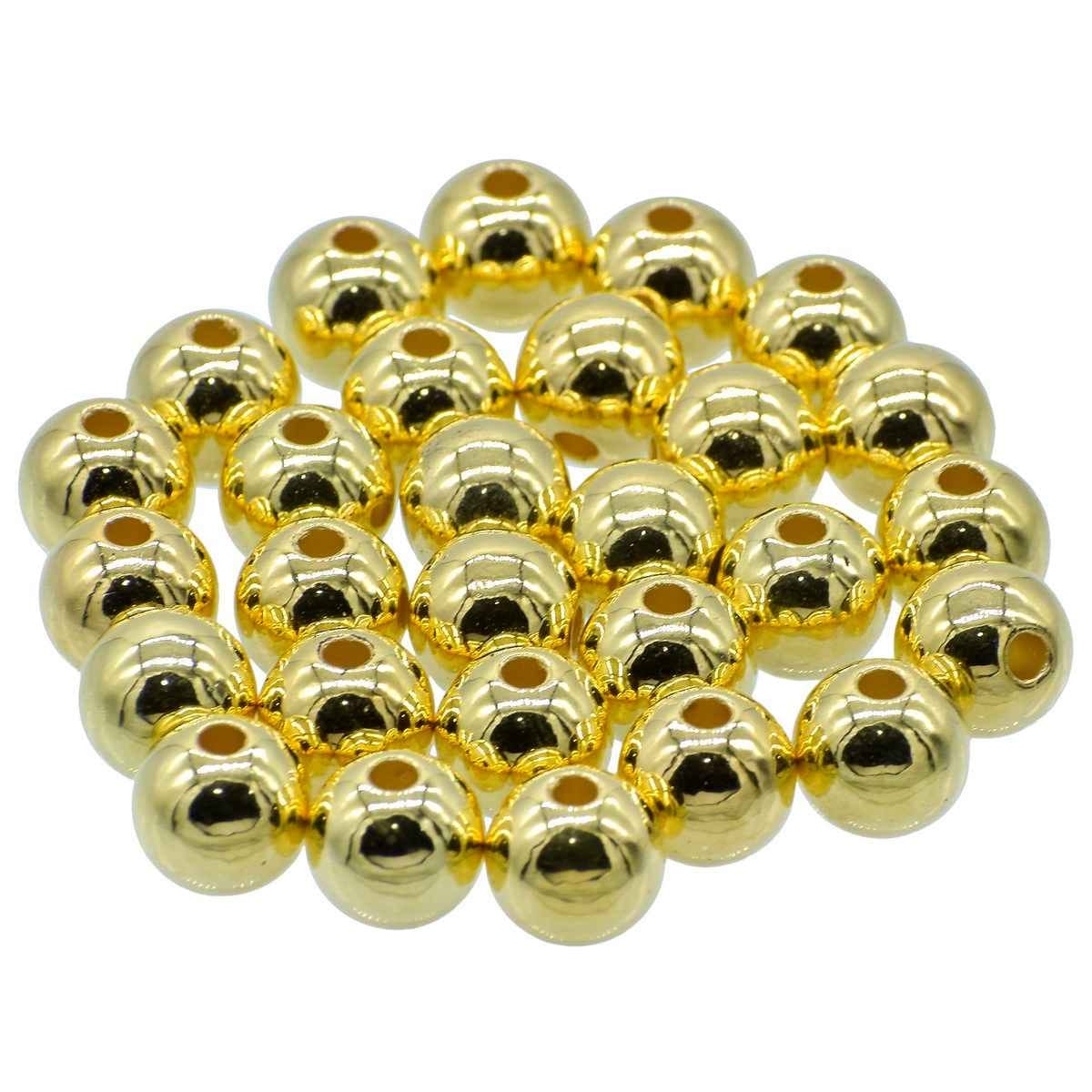 Beads Round Golden Colour 12MM 25Gsm JCBGD12MM
