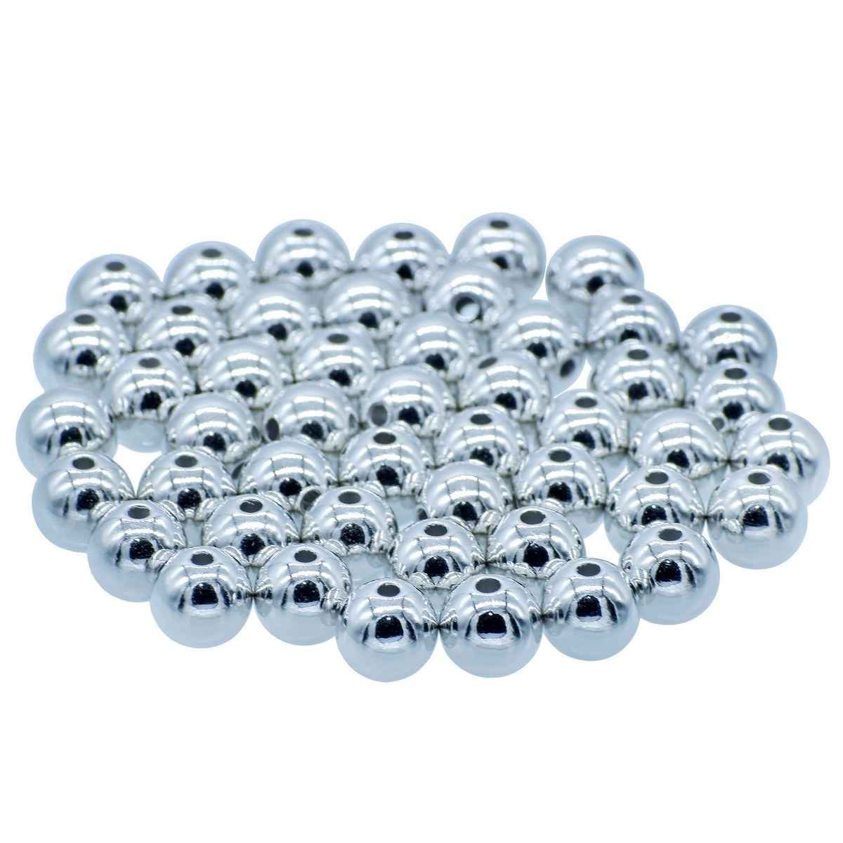 Craft Beads Round Silver Colour 10MM 25Gsm JCBSR10MM
