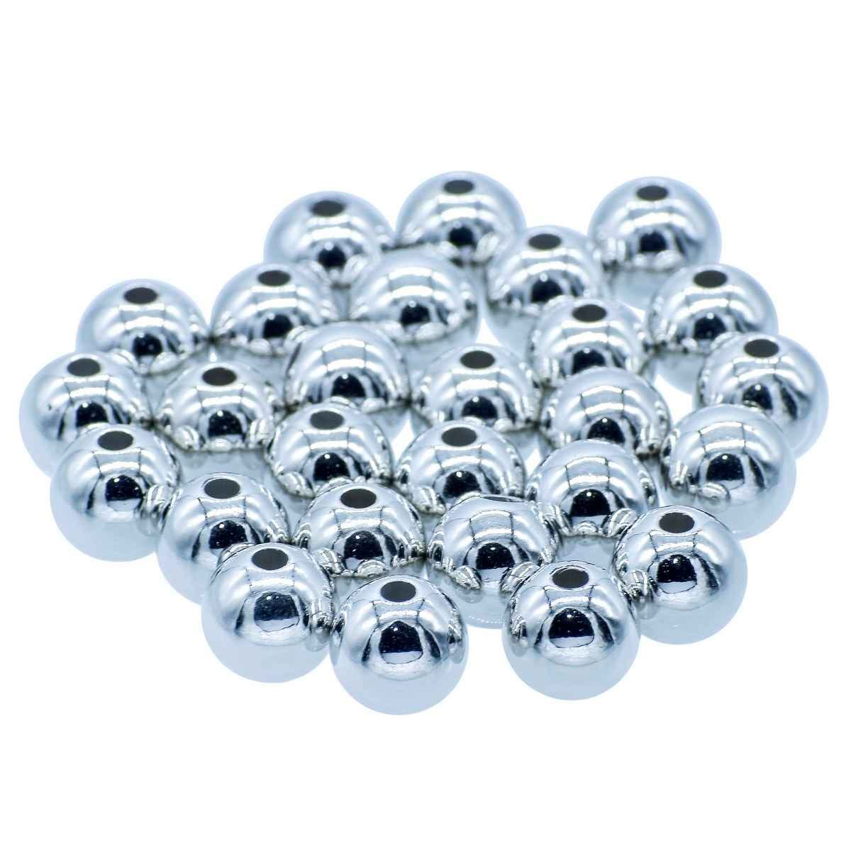 Beads Round Silver Colour 12MM 25Gsm JCBSR12MM