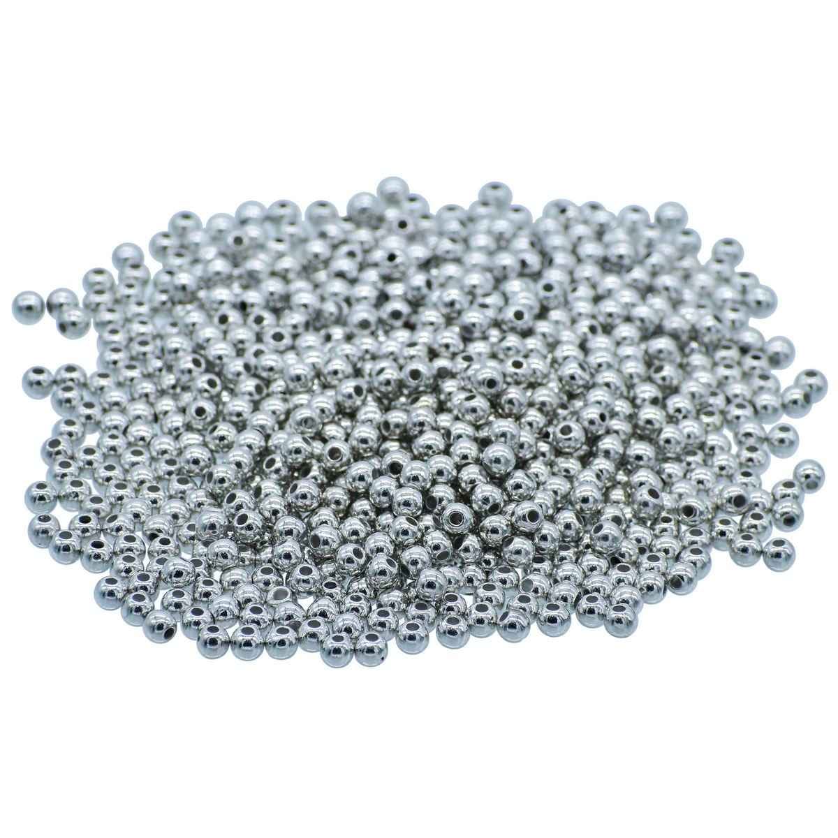 Beads Round Silver Colour 4MM 25Gsm JCBSR4MM