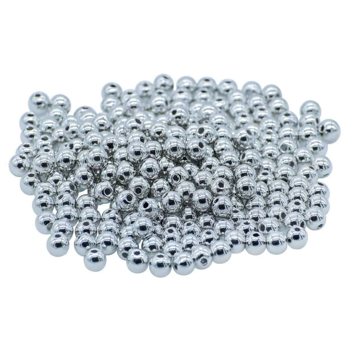 Beads Round Silver Colour 6MM 25Gsm JCBSR6MM