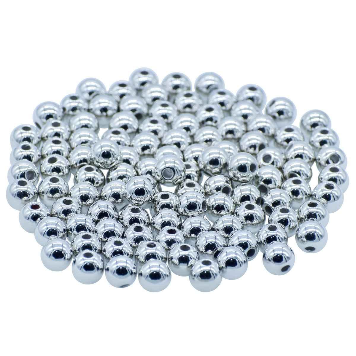Beads Round Silver Colour 8MM 25Gsm JCBSR8MM