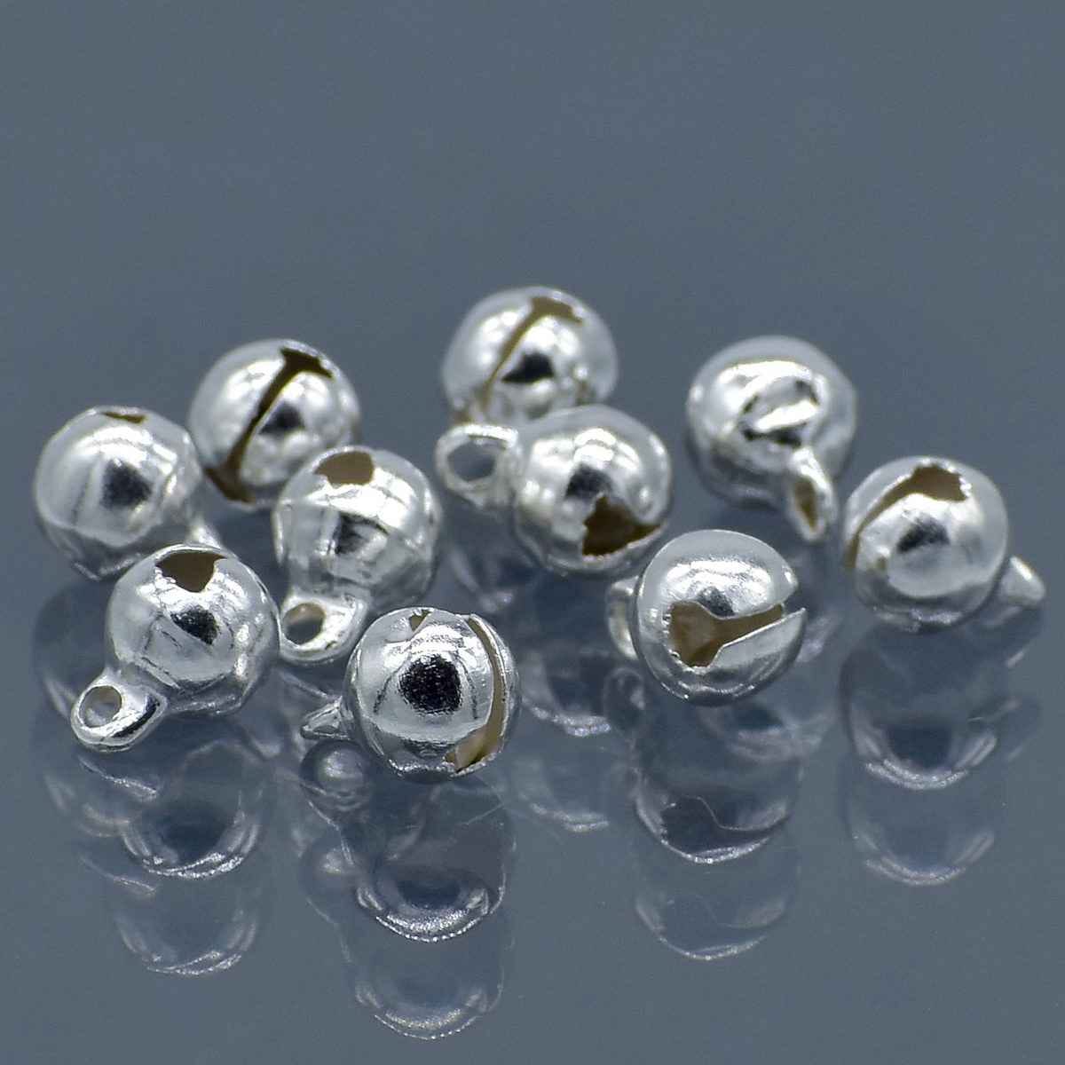 Mini Metal Bells Silver 6MM 10 Pc JMMB28