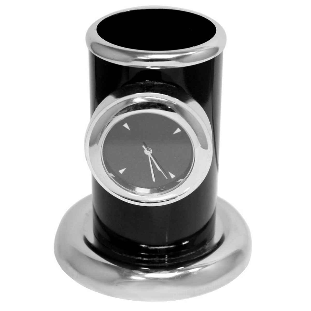 Table Top Pen Stand With Watch Black TT498BK