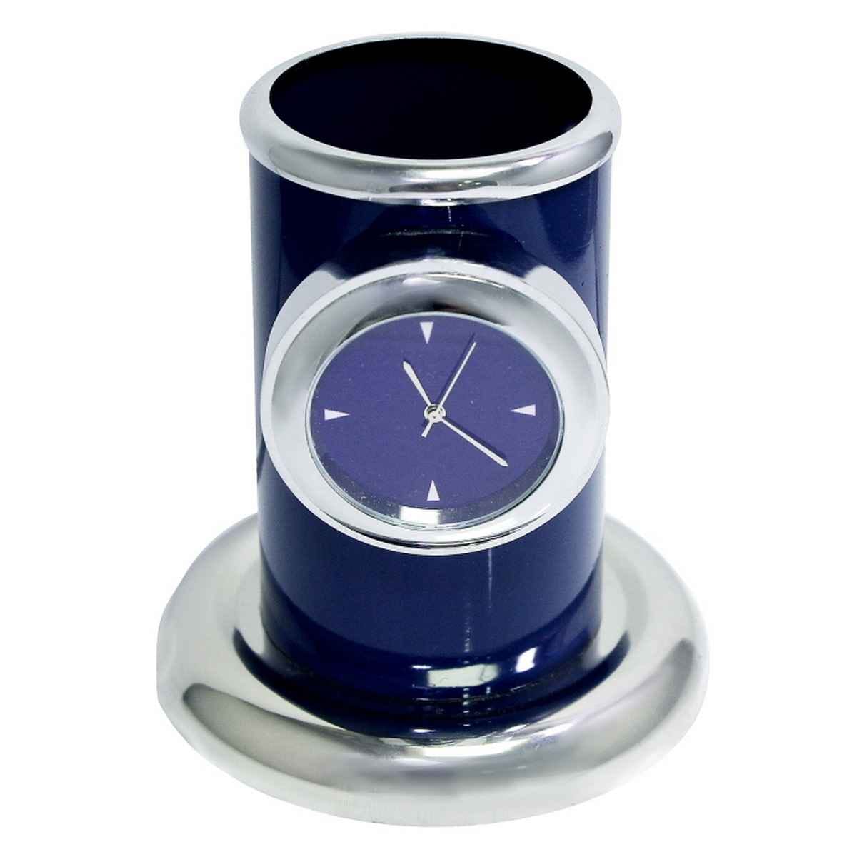 Table Top Pen Stand With Watch Blue TT498BL
