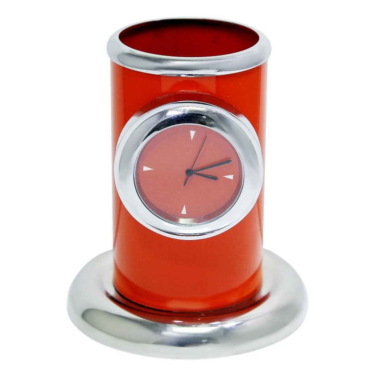 Table Top Pen Stand With Watch Orange TT498OE