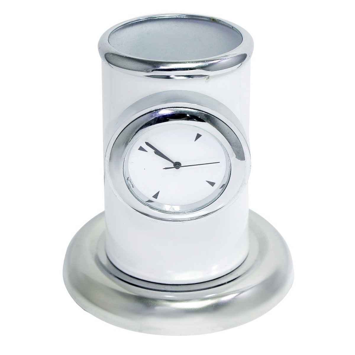 Table Top Pen Stand With Watch White TT498WE