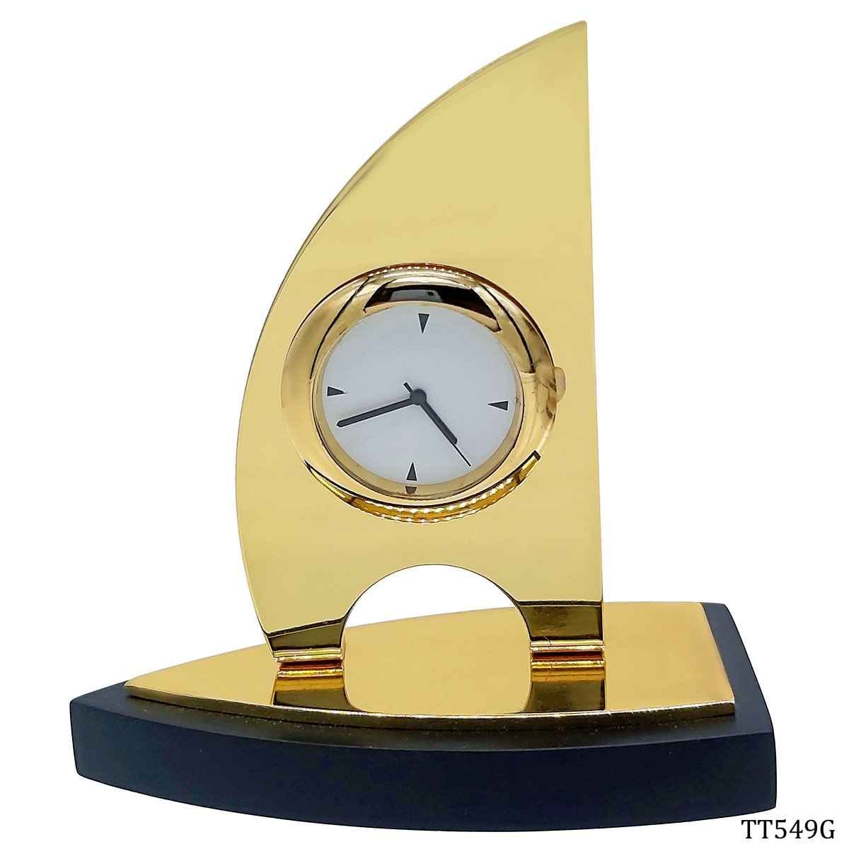 Table Top Ship With Clock Gold TT549G