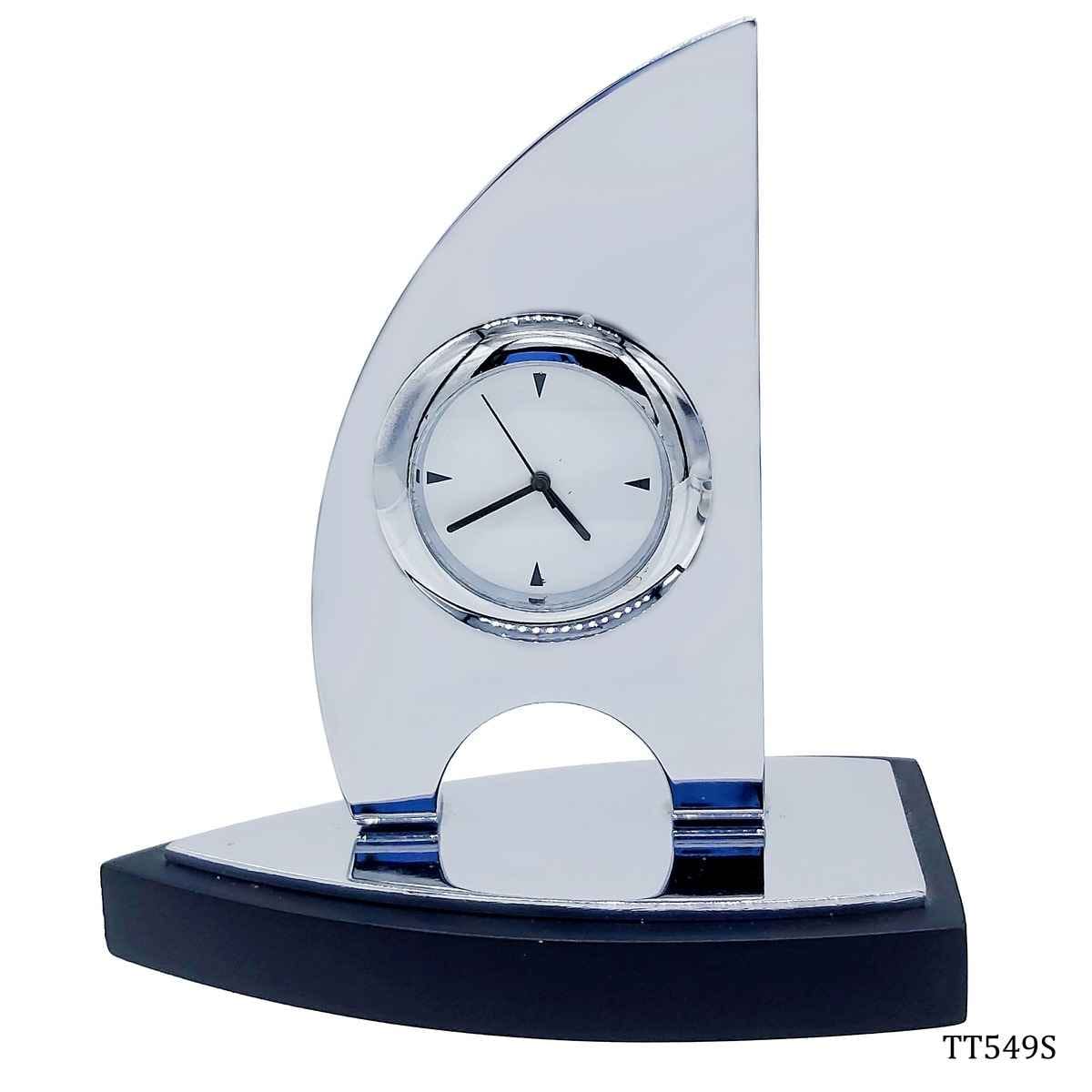 Table Top Ship With Clock Silver TT549S
