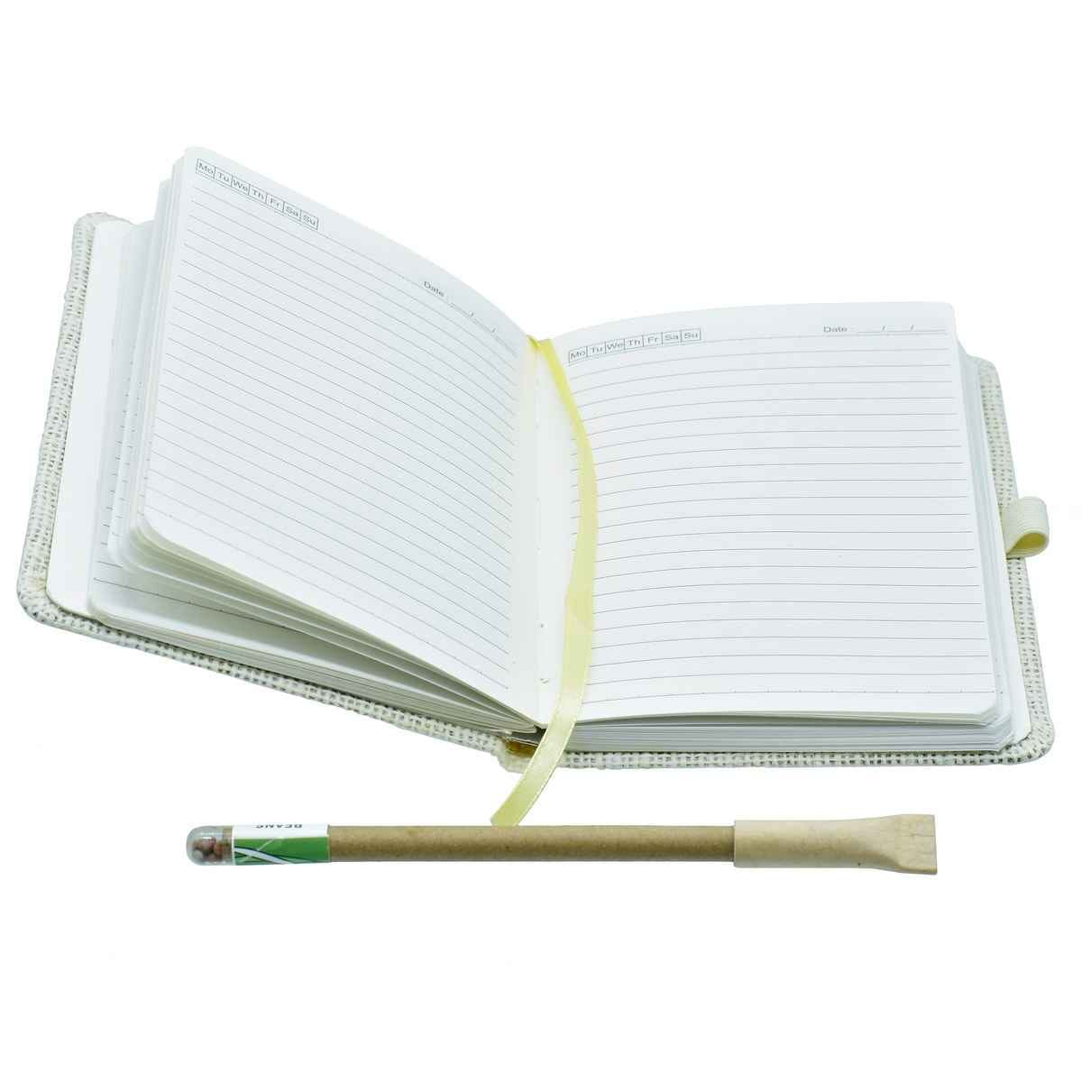 48201090A6 Notebook Jute Cover Off White 160 Pages 80 Sheet ANBO00