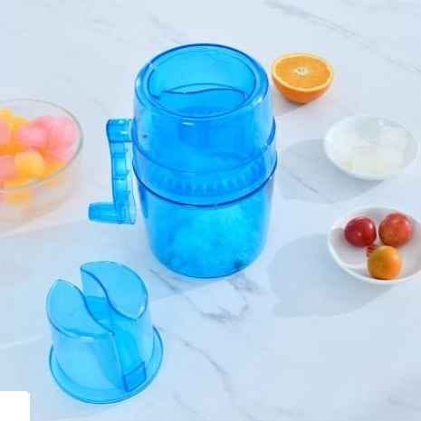 Manual Ice Crusher with Rotary Hand Crank, Portable Ice Shaver Machine for Cold Drinks, Blue