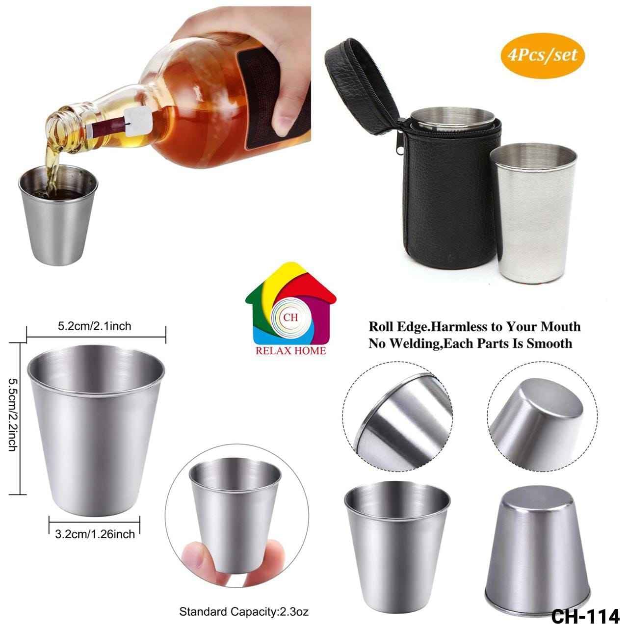 (Pack Of 4pcs) Stainless Steel Shot Glass