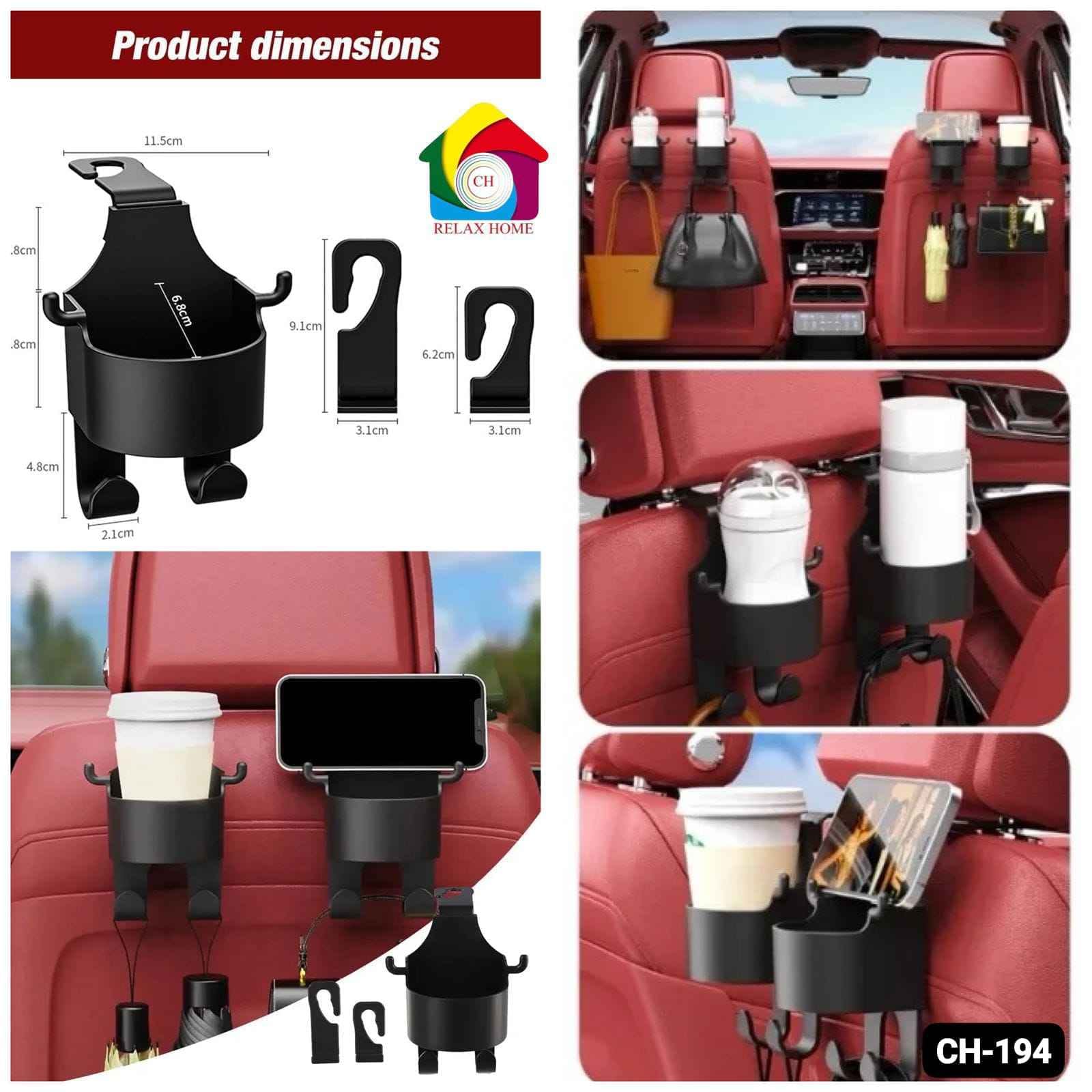 3 in 1 Vehicle Backseat Drink Cup Holder