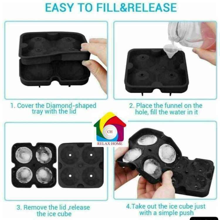 4 Grids Silicone Ice Cube Tray