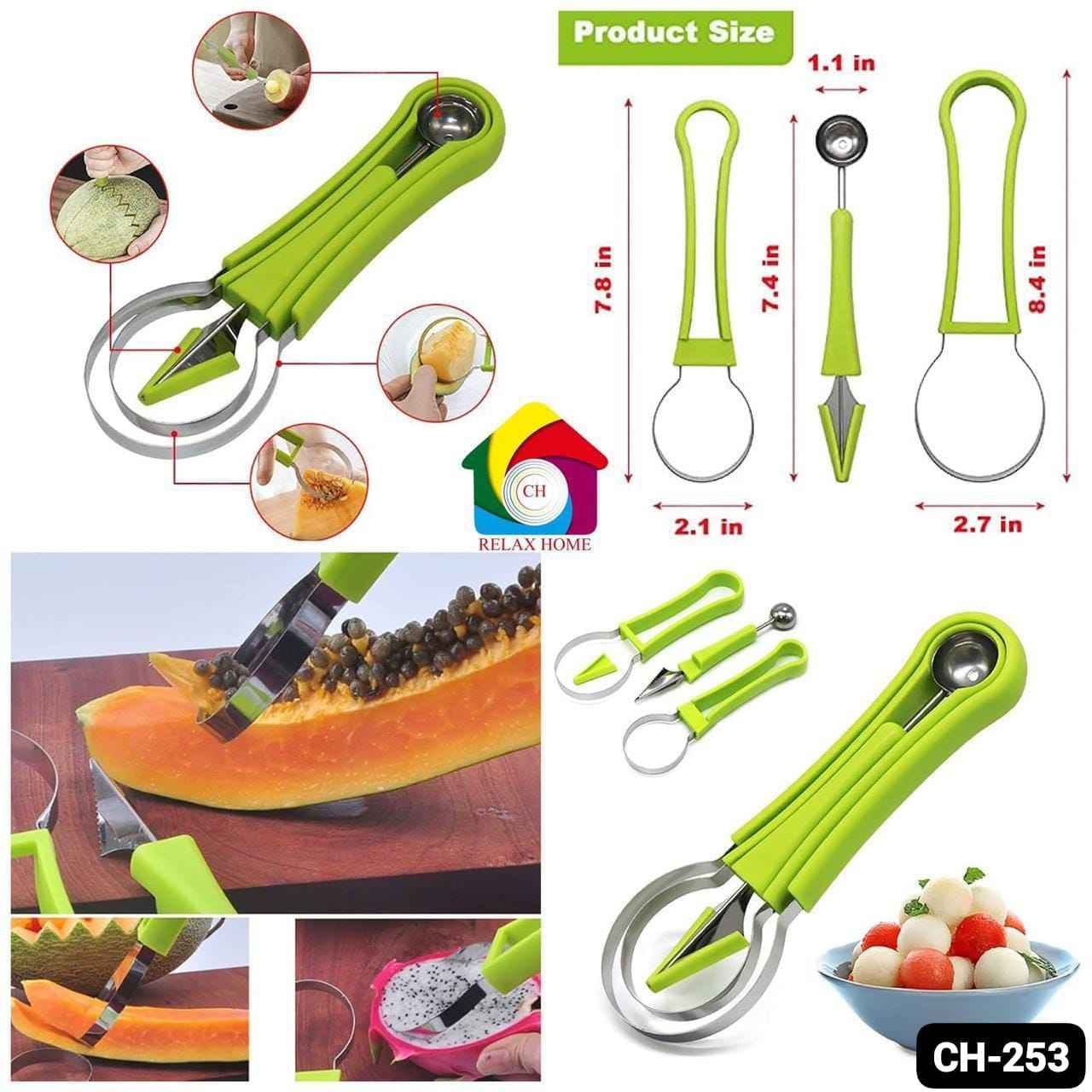 4 in 1 Stainless Steel Fruit Scooper Tool