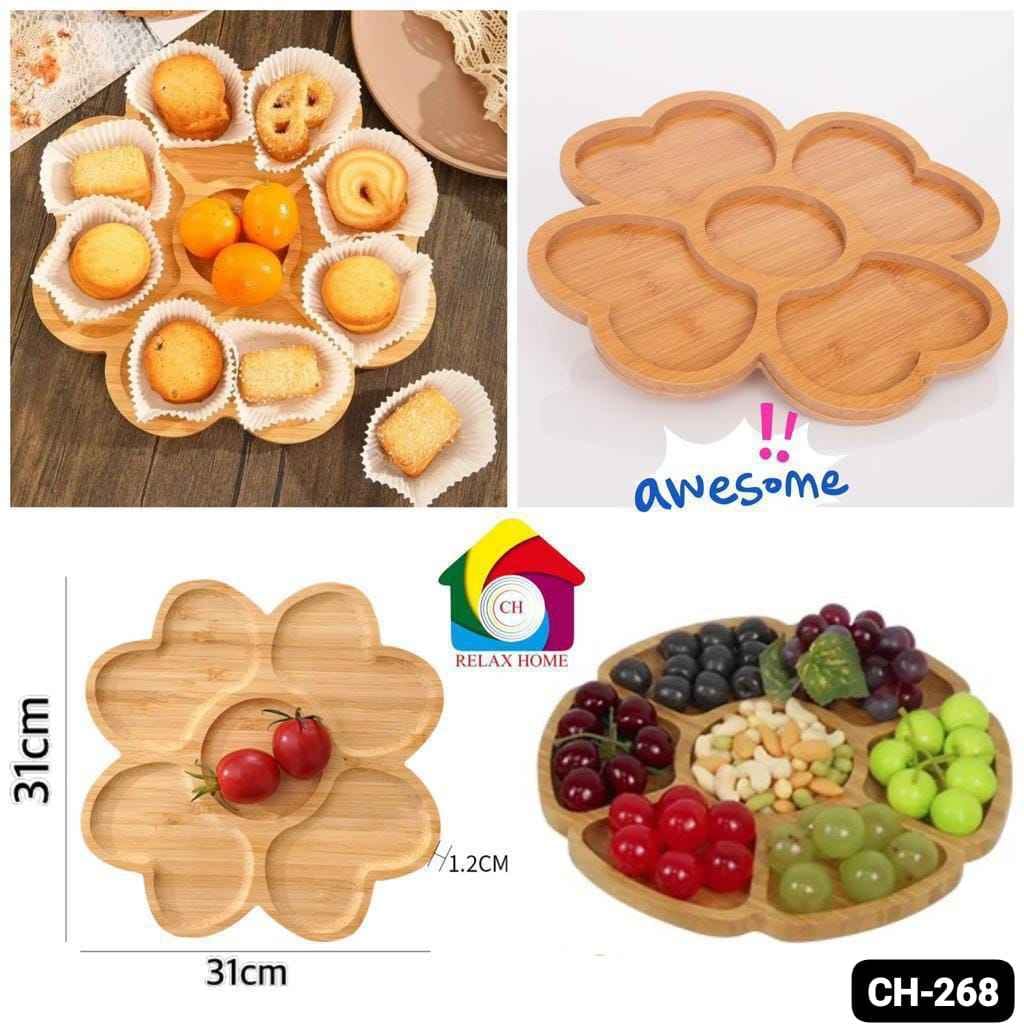 Wooden Bamboo Snack Plate