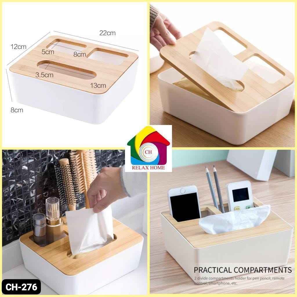 Wood Cover Plastic Tissue Box
