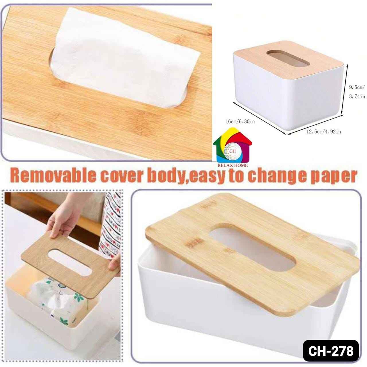 Wooden Plastic Cover Tissue Box