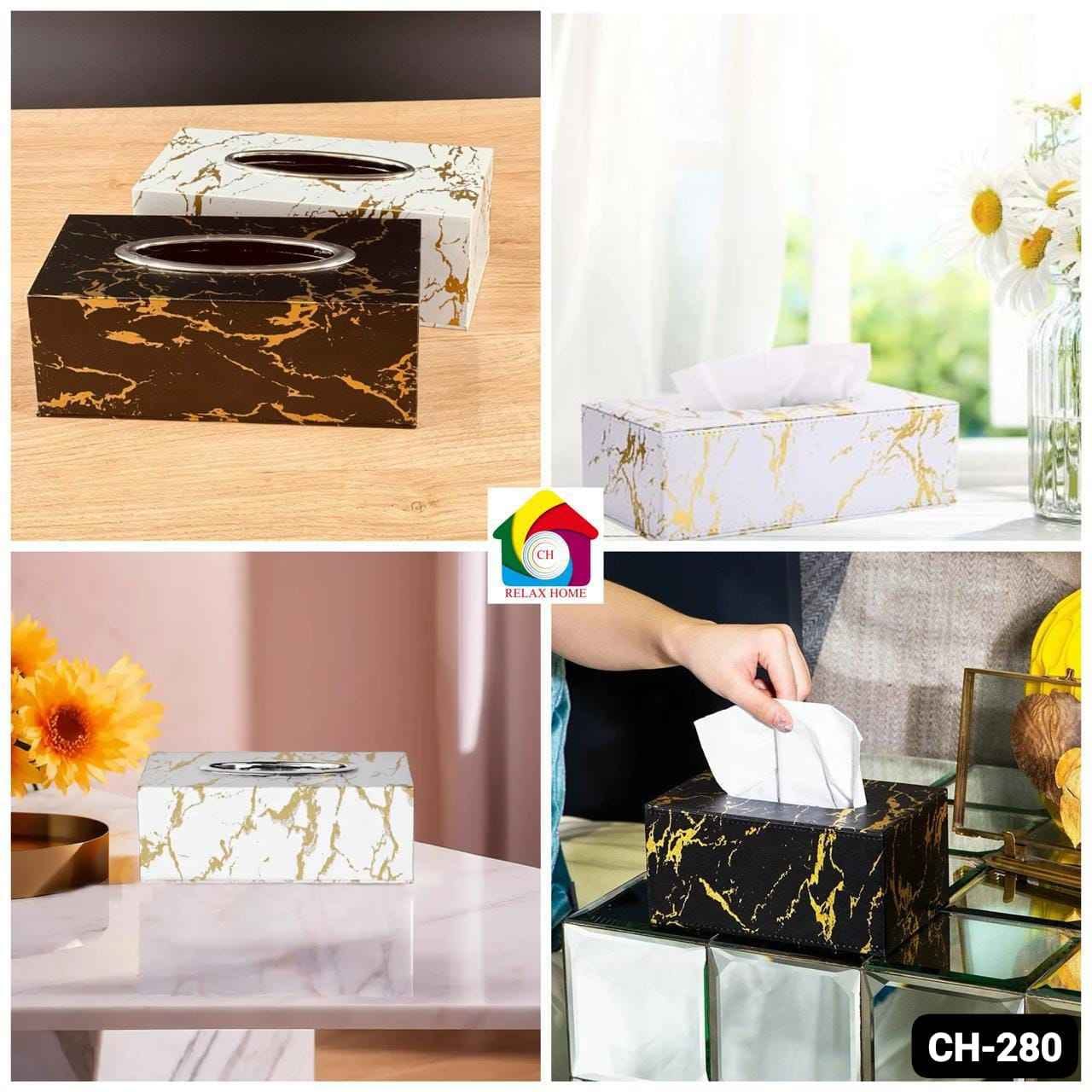 White& Black Marble Design Tissue Box