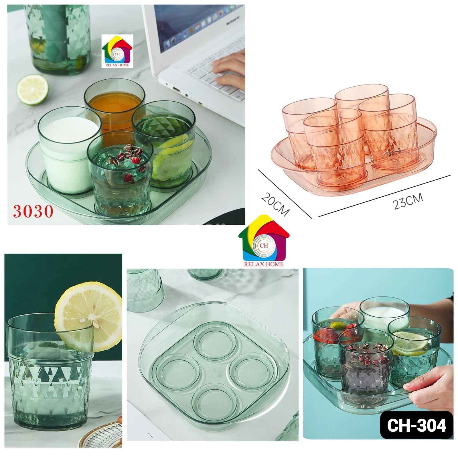 310ml*4pcs glass with tray